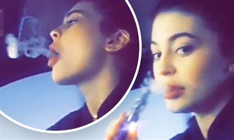 kylie jenner blows smoke rings as she puffs on e cigarette daily mail online