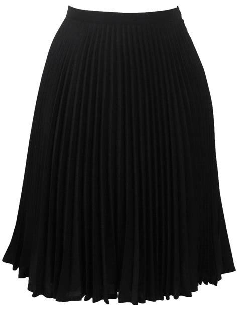 Black Knee Length Flared Skirt With Tight Pleat Detail Sm Reign