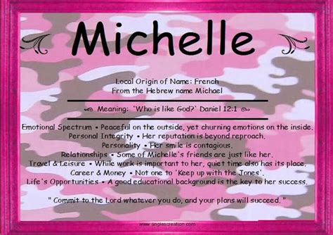 angies creation names with meaning meant to be michelle name