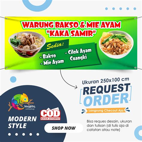 Size 250x100 Cm, Spanduk Banner Mie Bakso & Mie Ayam | Lazada Indonesia