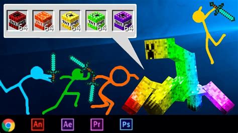 Stickman Animation Vs Minecraft Rainbow Tnt Creeper Minecraft Stick