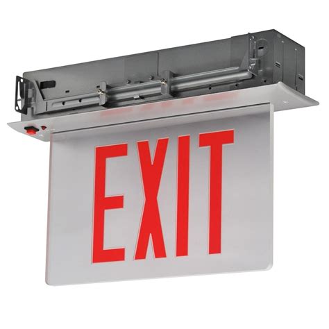 Exit Sign Recessed Edge Lit Battery Backup 1 Face Mirror Green Ledradiant
