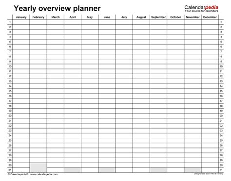 Planner Yearly 2019 Free Download Printable Calendar 2019 In One Page