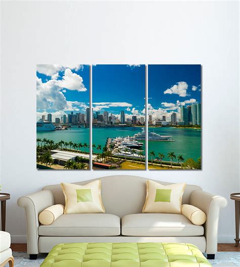 Miami Cityscape Miami Wall Art Miami Canvas Print Island Etsy