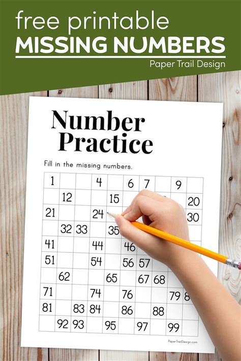 Missing Numbers Worksheet 1 100 Paper Trail Design Missing Number