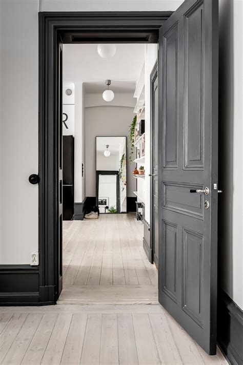 Bold And Beautiful Dark Grey Interior Doors With White Trim See How