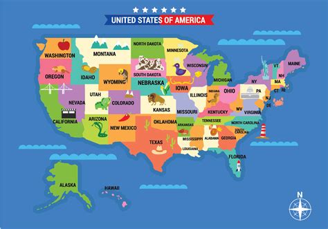 Mapa Ilustrado Dos EUA Com Detalhado Vetor No Vecteezy