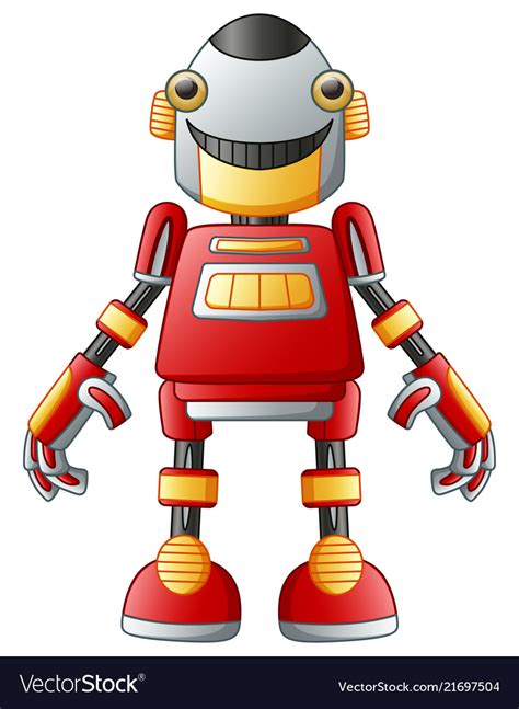 Cute Cartoon Robot Isolated On White Background Vector Image