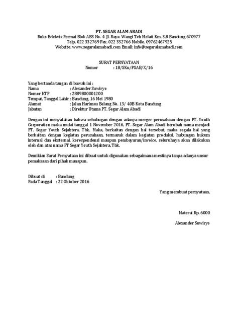 Urgensi surat perjanjian ini cukup tinggi. Contoh Surat Pernyataan Pengalihan Bpjs