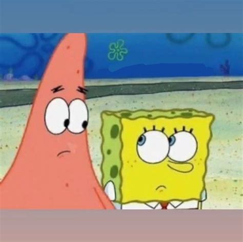 Spongebob And Patrick Face To Face In The Middle Of An Animated Scene With Caption