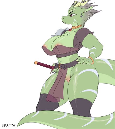 Rule 34 Anthro Battle Franky Breasts Clothed Clothing Female Female Only Genitals Green Body