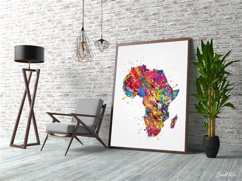 Africa Map Watercolor Print Art Print Wedding T Hometown Etsy