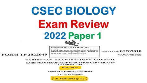 Csec 2022 Biology Paper 1 With Explanations Youtube