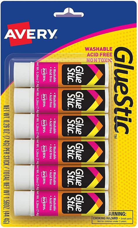 Avery Permanent Glue Stic Value Pack 026 Oz Applies White Dries