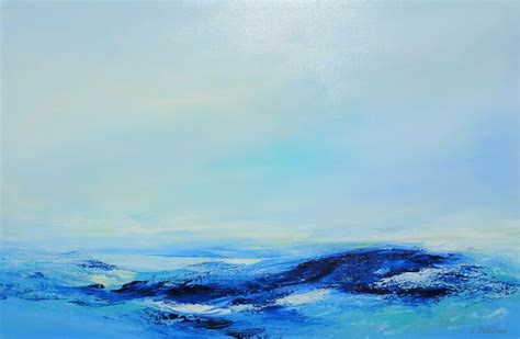 Sky Meet Ocean Abstract Blue Sea Waves Acrylic Painting On Canvas