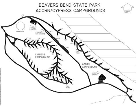 Map Of Cypress And Acorn Campgrounds At Beavers Bend State Park Broken