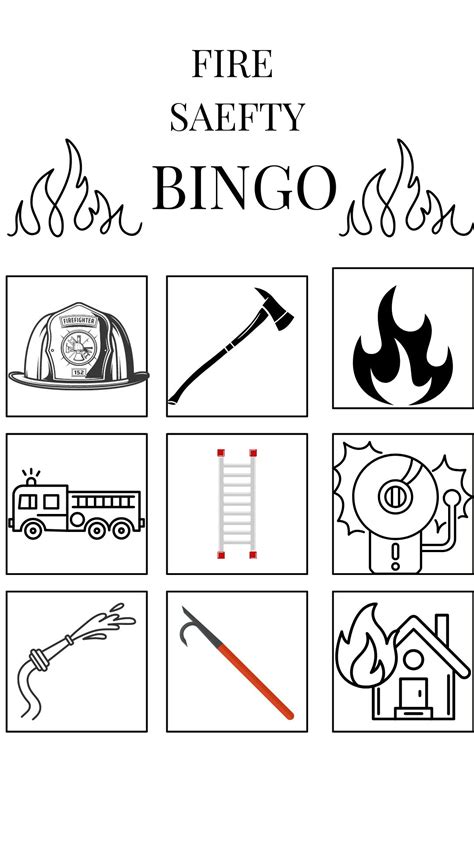 Fire Safety Bingo Set Of 10 Bingo Cards Easily Print In Bw Or Etsy