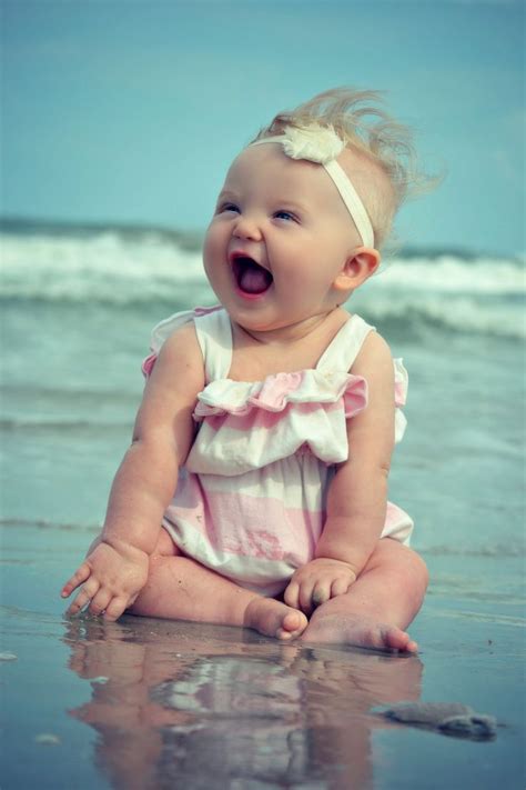 Baby Beach Picture Laughing Baby Baby Beach Pictures Cute Kids