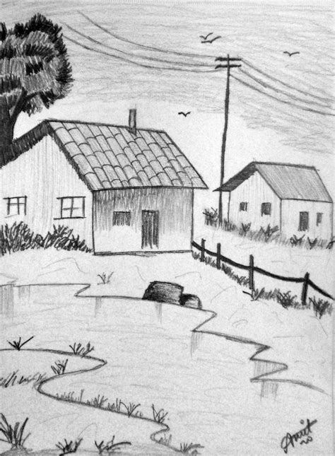 Incredible Landscape Drawing With Pencil Shading Easy Ideas Diy Scan