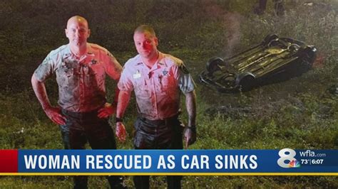 Heroes Hillsborough Deputies Rescue Woman From Upside Down Car In Muddy Ditch Youtube