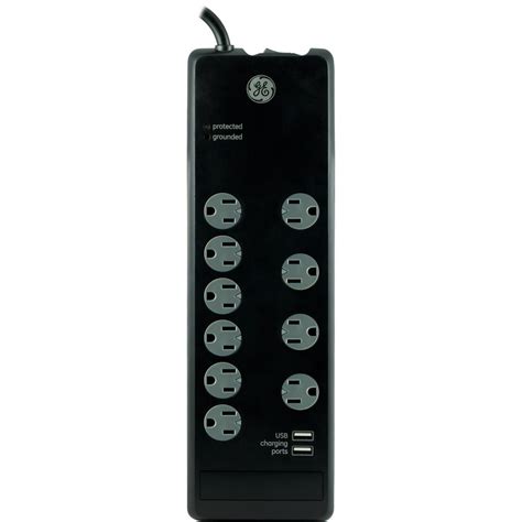 Ge 10 Outlet 2 Usb Port Premium Surge Protector 14096 The Home Depot
