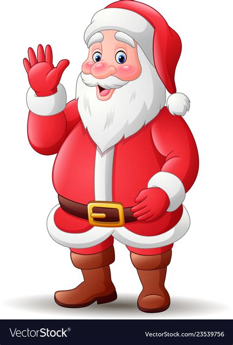 Cartoon Happy Santa Claus Waving Royalty Free Vector Image
