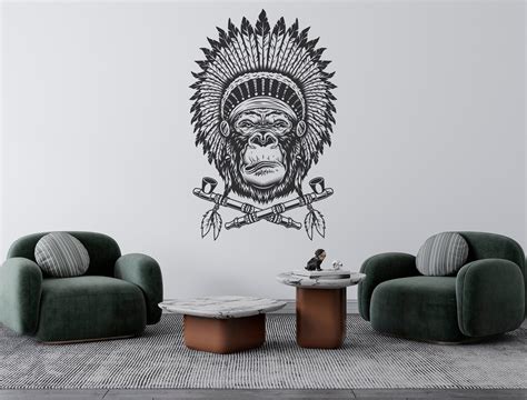 Indian Monkey Wall Decal Vinyl Wall Decal Ethnic Decor For Etsy