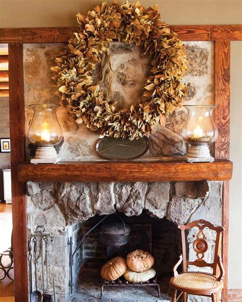 Pin By Alla On Fall Decorating Ideas Wreath Above Fireplace