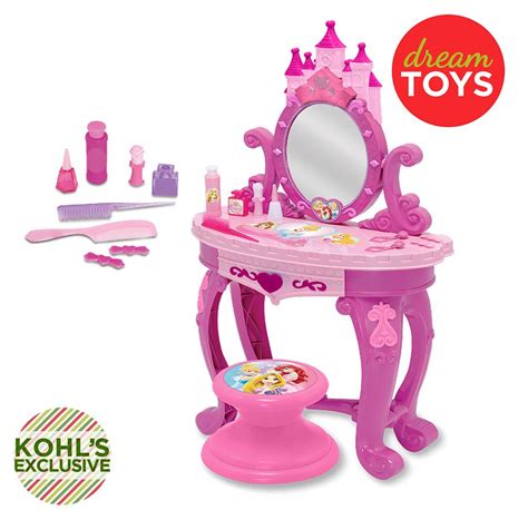 The magical talking vanity mirror set comes with its own little stool, a key to unlock things and even a hand mirror. Disney Princess Sparkling Light & Sound Vanity Set ONLY ...