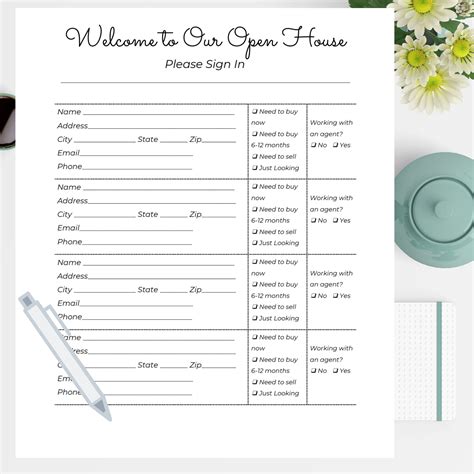 real estate open house sign in sheet template real estate marketing