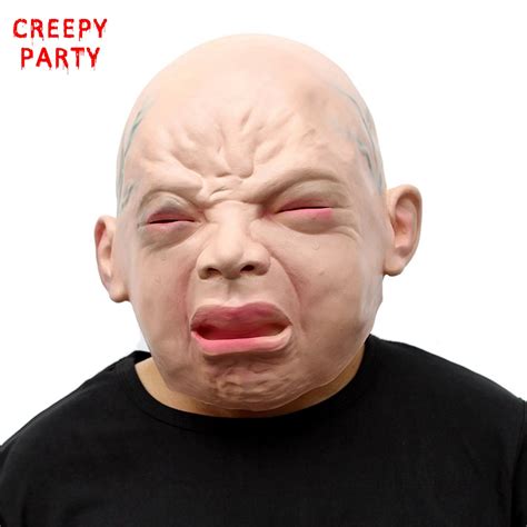 Crying Baby Mask Realistic Scary Halloween Mask Adults