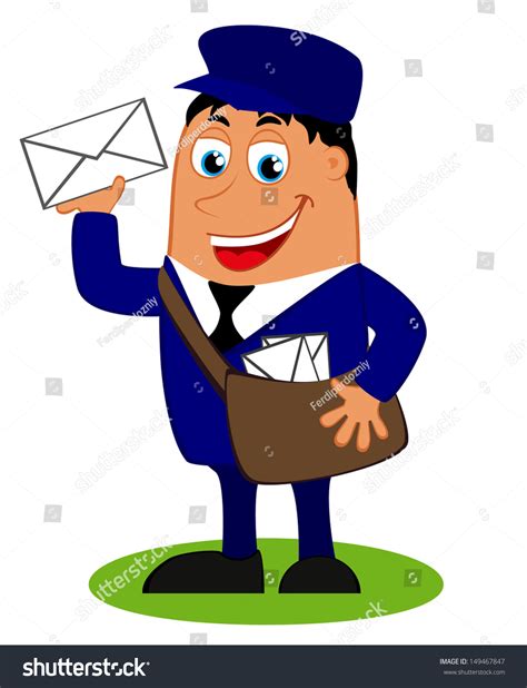 Vector Illustration Funny Postman Bag Letter Stock Vector Royalty Free