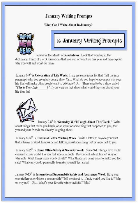 January Writing Prompts - Classroom Freebies