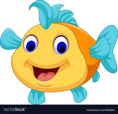 Funny Fish Cartoon Smiling Royalty Free Vector Image