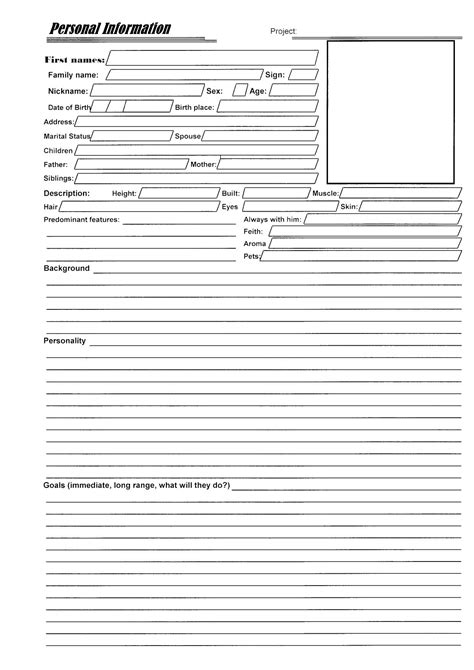 56 Pdf Printable Character Sheet For Writers Printable Download Docx