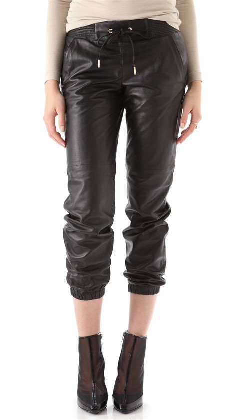 Juicy Couture Leather Track Pants In Black Lyst