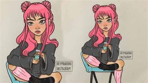 26 Girl Drawing Space Buns Amazing