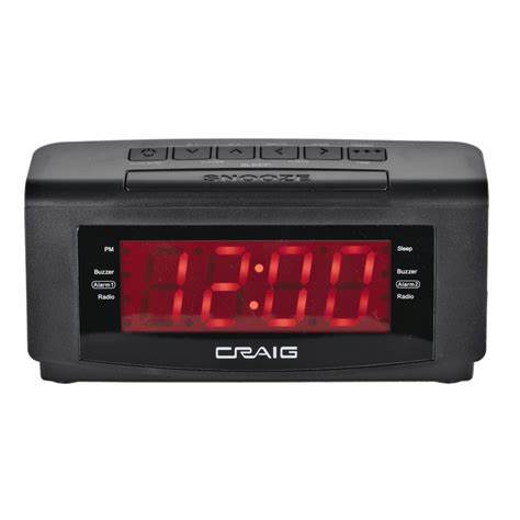 Craig Cr45372 Dual Alarm Clock With Digital Pll Fm Radio In Black 12