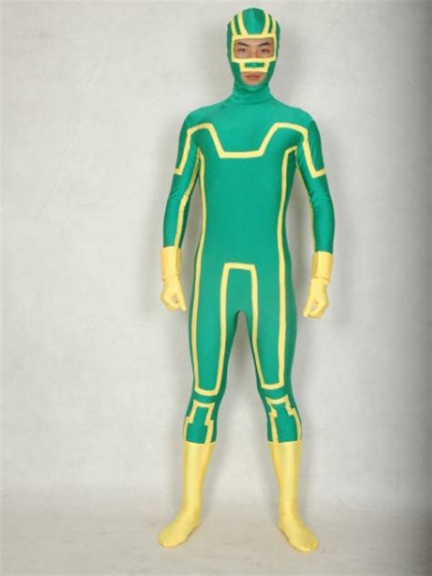 Lycra Spandex Superhero Kick Ass Costume With Eyes And Mouth Open