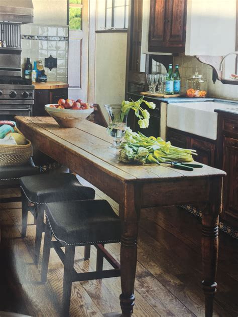 Farm Table As Island In Kitchen Great Idea Rustic Dining Dining