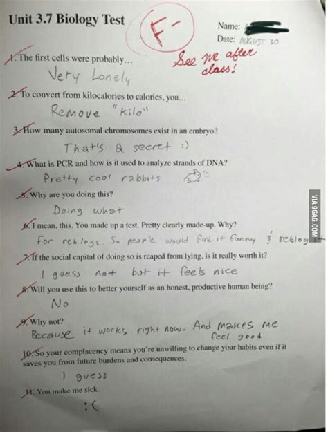 I Dont Know Whyd She Fail Me 9gag Funny Exam Answers Funniest Kid