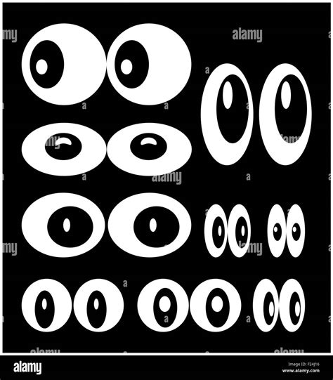 Vector Cartoon Eyes Set Isolated On Black Background Stock Photo Alamy