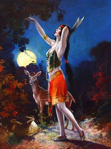 Indian Maiden With Fawn Charles M Relyea Fine Art Giclee Native