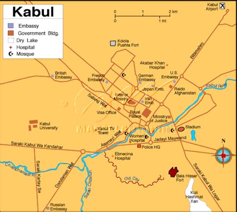 Detailed map of kabul and near places. Kabul Afghanistan Map City