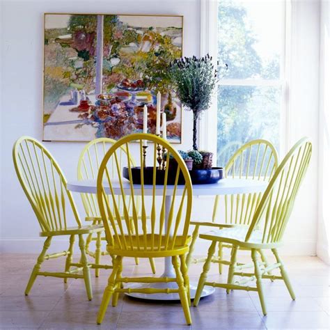 A Cheerful Spot To Start The Week Each Chair Is Painted A Slightly