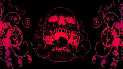 Red Skull Flowers Black Background 4k Wallpaper 4k