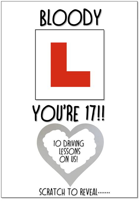 Personalised Funny 17th Birthday Card Driving Lessons Scratch Etsy