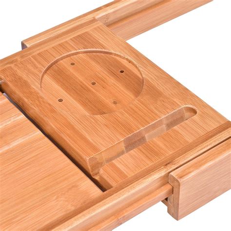 Thanks to the unique, adjustable stop block, this tray can fit virtually. Adjustable Bamboo Bathtub Tray with Book Holder - By ...