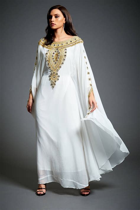 Abaya Kaftan Dress Arabic Goddess Wedding Dress Gold Embellished