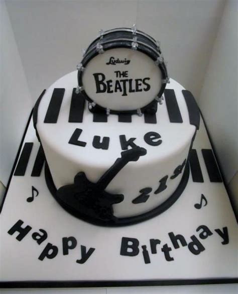 Beatles Theme Music Birthday Cake With Ludwig Drum On Top Cake